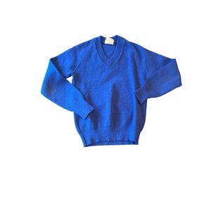 Vintage Glenavla By Courtelle Blue V-Neck Sweater Made In Scotland size 8